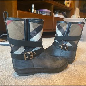 Burberry Nova Check Rain Boots -Black Mid-Calf